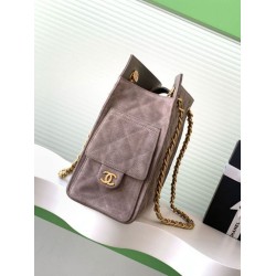 Borsa tote Chanel grande con tracolla a catena AS5303 Scamosciato Grigio Borsa tote Chanel grande con tracolla a catena AS5303 Scamosciato Grigio
