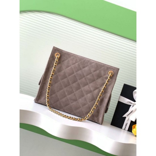 Replica Borsa tote Chanel grande con tracolla a catena AS5303 Scamosciato Grigio