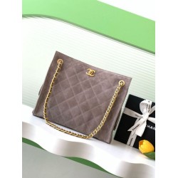 Borsa tote Chanel grande con tracolla a catena AS5303 Scamosciato Grigio