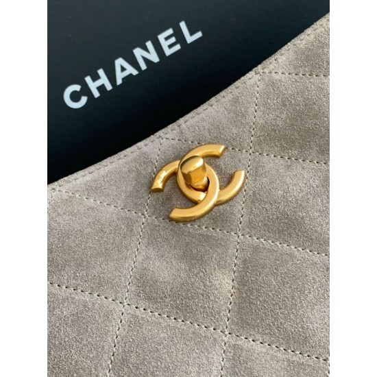 Replica Borsa tote Chanel grande con tracolla a catena AS5303 Scamosciato Grigio