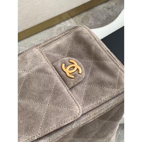 Replica Borsa tote Chanel grande con tracolla a catena AS5303 Scamosciato Grigio