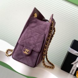 Replica Borse  tote Chanel grande con tracolla a catena AS5303 Scamosciato Viola
