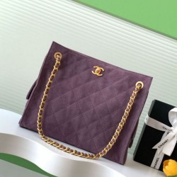 Replica Borse  tote Chanel grande con tracolla a catena AS5303 Scamosciato Viola