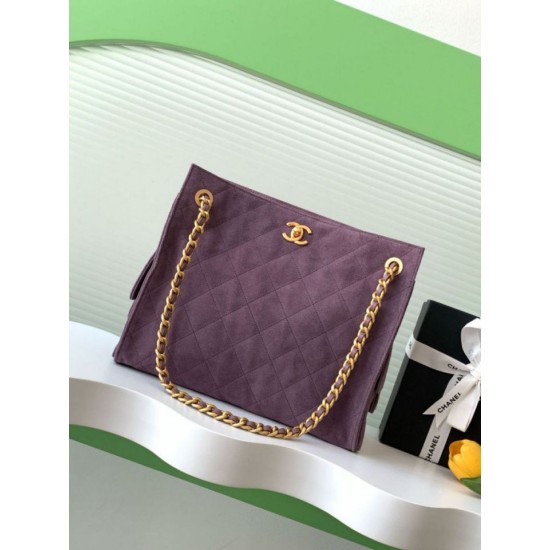 Replica Borse tote Chanel grande con tracolla a catena AS5303 Scamosciato Viola Imitazioni Replica Borse tote Chanel grande con tracolla a catena AS5303 Scamosciato Viola