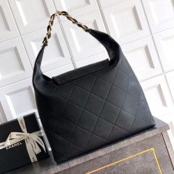 Replica Borse hobo Chanel Maxi AS5839 Pelle di vitello nera Imitazioni Replica Borse hobo Chanel Maxi AS5839 Pelle di vitello nera