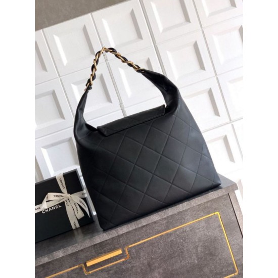 Replica Borse hobo Chanel Maxi AS5839 Pelle di vitello nera Imitazioni Replica Borse hobo Chanel Maxi AS5839 Pelle di vitello nera