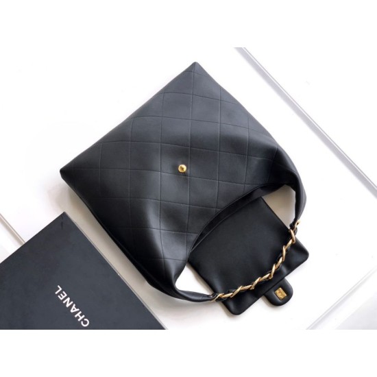 Replica Borse hobo Chanel Maxi AS5839 Pelle di vitello nera Imitazioni Replica Borse hobo Chanel Maxi AS5839 Pelle di vitello nera
