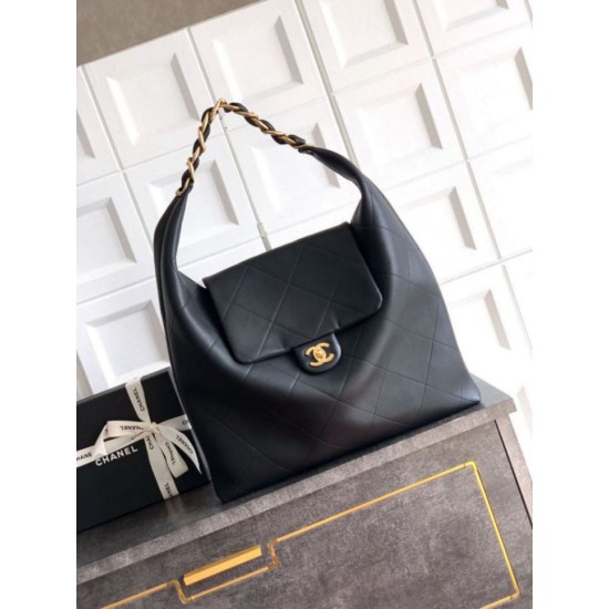 Replica Borse hobo Chanel Maxi AS5839 Pelle di vitello nera Imitazioni Replica Borse hobo Chanel Maxi AS5839 Pelle di vitello nera