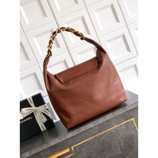 Replica Borsa hobo Chanel Maxi AS5839 Pelle di vitello marrone