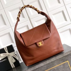 Replica Borsa hobo Chanel Maxi AS5839 Pelle di vitello marrone