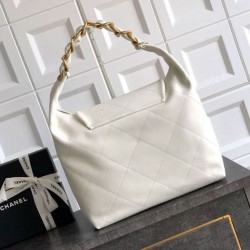 Replica Borsa hobo Chanel Maxi AS5839 Pelle di vitello bianca Imitazioni Replica Borsa hobo Chanel Maxi AS5839 Pelle di vitello bianca