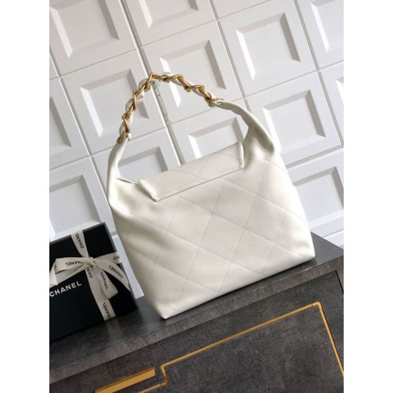 Replica Borsa hobo Chanel Maxi AS5839 Pelle di vitello bianca