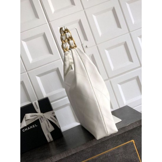 Replica Borsa hobo Chanel Maxi AS5839 Pelle di vitello bianca