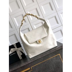 Borsa hobo Chanel Maxi AS5839 Pelle di vitello bianca