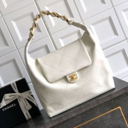 Replica Borsa hobo Chanel Maxi AS5839 Pelle di vitello bianca
