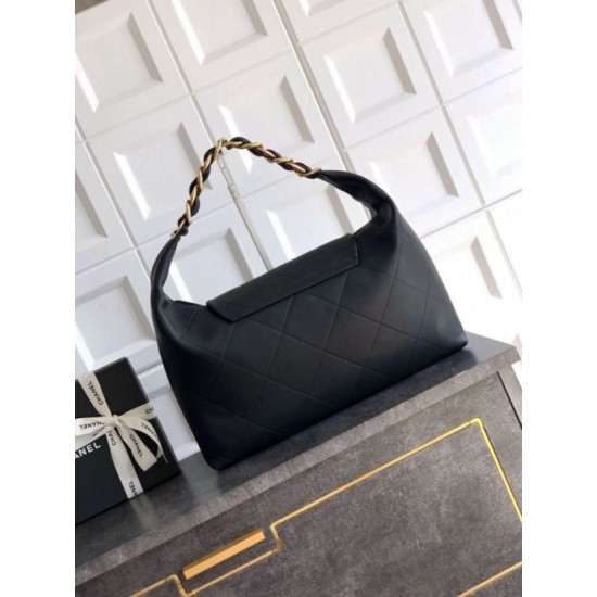 Replica Borsa hobo Chanel AS5838 Pelle di vitello nera