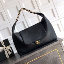 Replica Borsa hobo Chanel AS5838 Pelle di vitello nera