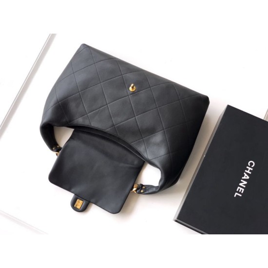 Replica Borsa hobo Chanel AS5838 Pelle di vitello nera