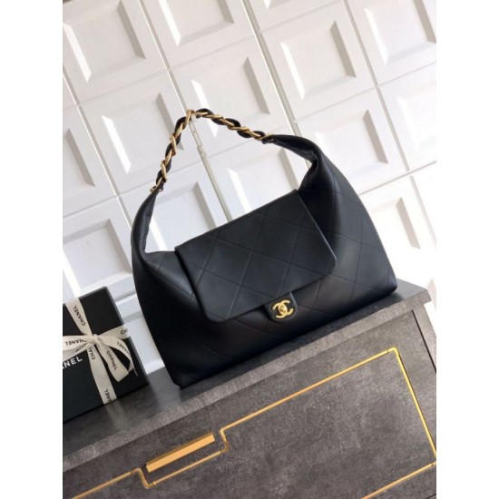 Replica Borsa hobo Chanel AS5838 Pelle di vitello nera