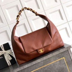 Replica Borsa hobo Chanel AS5838 Pelle di vitello marrone