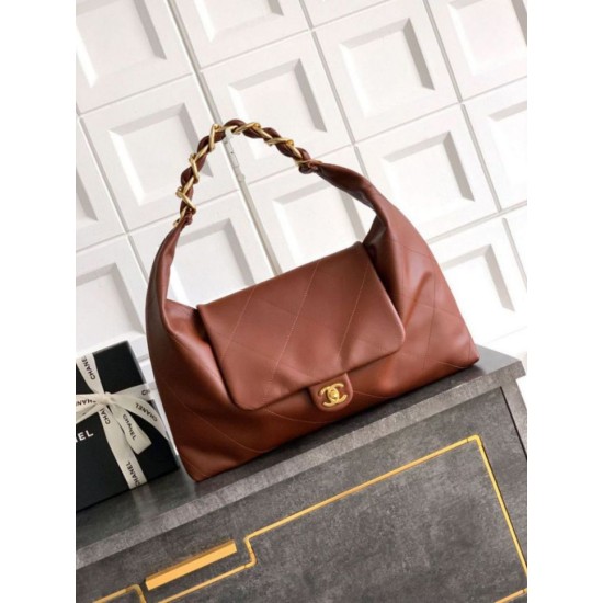 Replica Borsa hobo Chanel AS5838 Pelle di vitello marrone Imitazioni Replica Borsa hobo Chanel AS5838 Pelle di vitello marrone