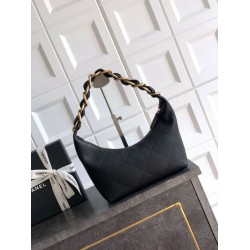 Borsa Hobo Chanel Piccola AS5837 Pelle di Vitello Nera Borsa Hobo Chanel Piccola AS5837 Pelle di Vitello Nera