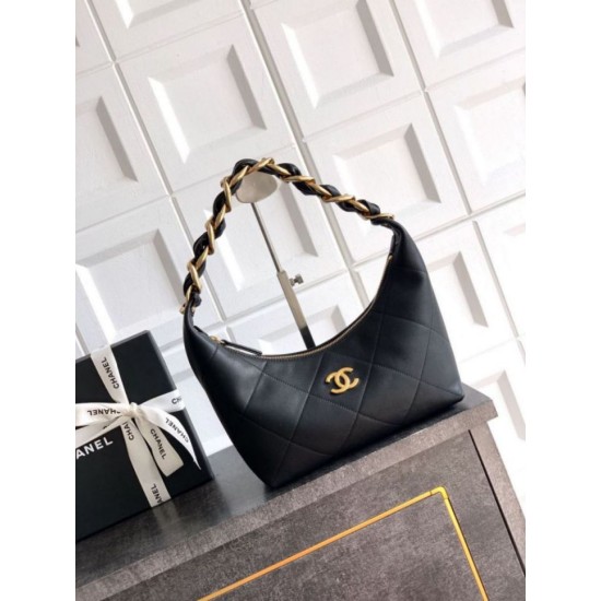 Replica Borsa Hobo Chanel Piccola AS5837 Pelle di Vitello Nera Imitazioni Replica Borsa Hobo Chanel Piccola AS5837 Pelle di Vitello Nera