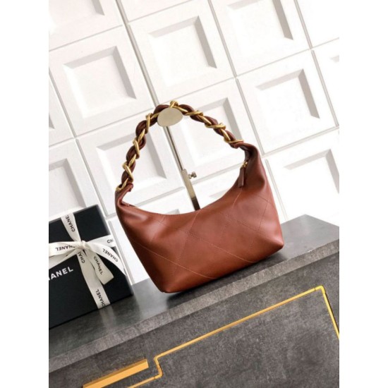 Replica Borsa Hobo Chanel Piccola AS5837 Pelle di Vitello Marrone Imitazioni Replica Borsa Hobo Chanel Piccola AS5837 Pelle di Vitello Marrone