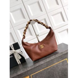 Borsa Hobo Chanel Piccola AS5837 Pelle di Vitello Marrone