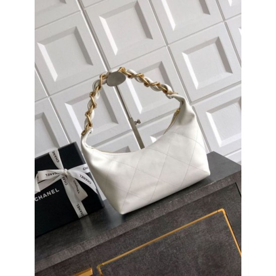 Replica Borse Imitazioni Hobo Chanel Piccola AS5837 Pelle di Vitello Bianca Imitazioni Replica Borse Imitazioni Hobo Chanel Piccola AS5837 Pelle di Vitello Bianca