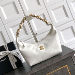 Replica Borse Imitazioni Hobo Chanel Piccola AS5837 Pelle di Vitello Bianca