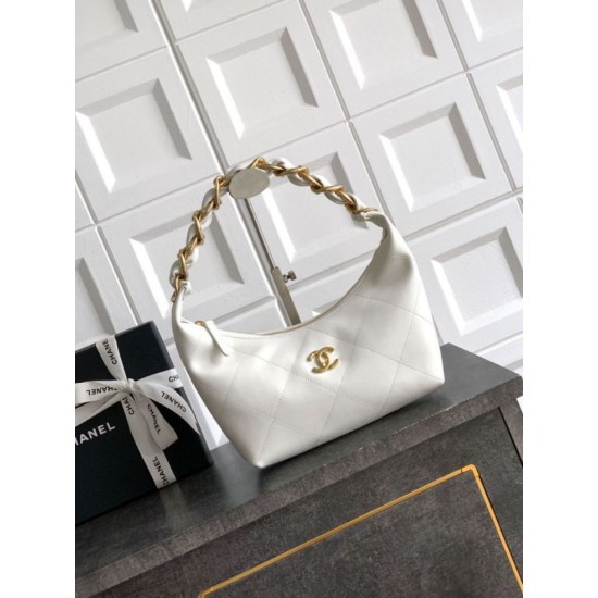 Replica Borse Imitazioni Hobo Chanel Piccola AS5837 Pelle di Vitello Bianca Imitazioni Replica Borse Imitazioni Hobo Chanel Piccola AS5837 Pelle di Vitello Bianca