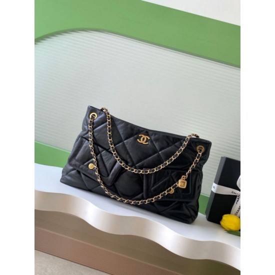 Replica Borsa Shopping Chanel AS5740 Pelle di Agnello Nera Imitazioni Replica Borsa Shopping Chanel AS5740 Pelle di Agnello Nera