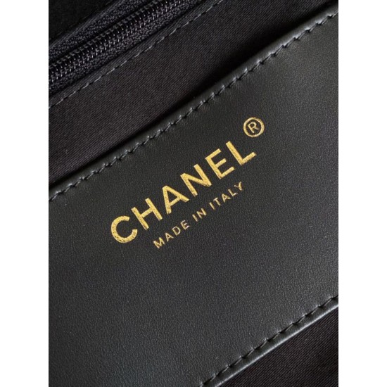 Replica Borsa Shopping Chanel AS5740 Pelle di Agnello Nera Imitazioni Replica Borsa Shopping Chanel AS5740 Pelle di Agnello Nera