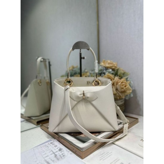 Replica borse griffate tote Dior CD 26SS con fiocco bianca Imitazioni Replica borse griffate tote Dior CD 26SS con fiocco bianca