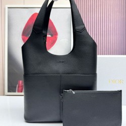 Replica borsa tote Dior Privé Icons Uomo nera in pelle di vitello