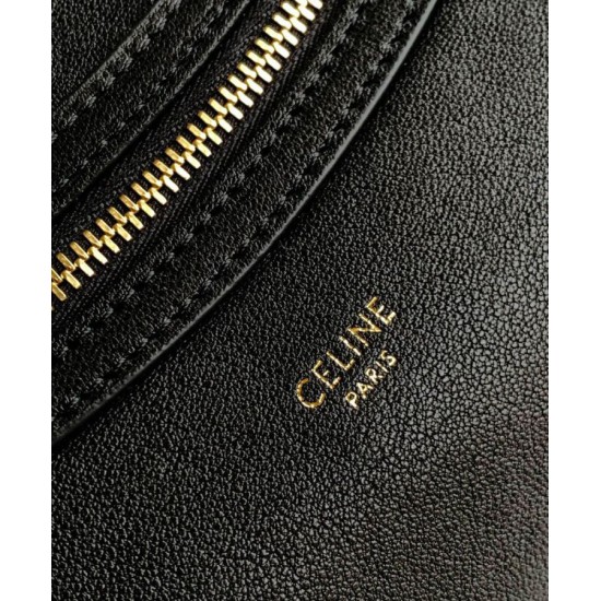 Replica borse griffate tote a spalla media Luggage Celine morbida pelle di agnello lucida nera Imitazioni Replica borse griffate tote a spalla media Luggage Celine morbida pelle di agnello lucida nera