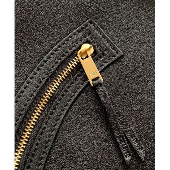 Replica borse griffate tote a spalla media Luggage Celine morbida pelle di agnello lucida nera Imitazioni Replica borse griffate tote a spalla media Luggage Celine morbida pelle di agnello lucida nera