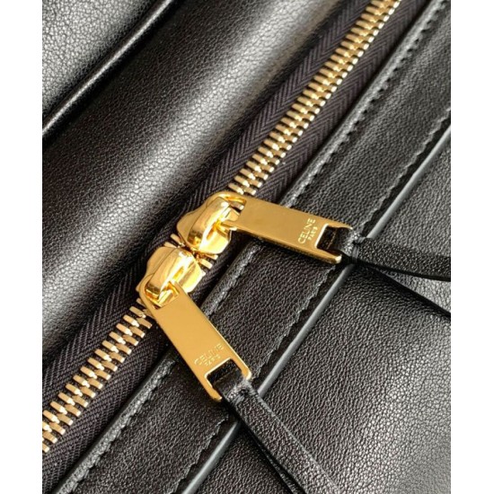Replica borse griffate tote a spalla media Luggage Celine morbida pelle di agnello lucida nera Imitazioni Replica borse griffate tote a spalla media Luggage Celine morbida pelle di agnello lucida nera