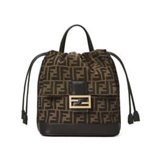 Replica Zaino con coulisse in tessuto jacquard FF Fendi 8BZ057 Caffè Imitazioni Replica Zaino con coulisse in tessuto jacquard FF Fendi 8BZ057 Caffè