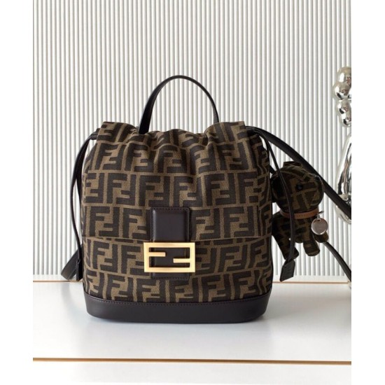 Replica Zaino con coulisse in tessuto jacquard FF Fendi 8BZ057 Caffè Imitazioni Replica Zaino con coulisse in tessuto jacquard FF Fendi 8BZ057 Caffè