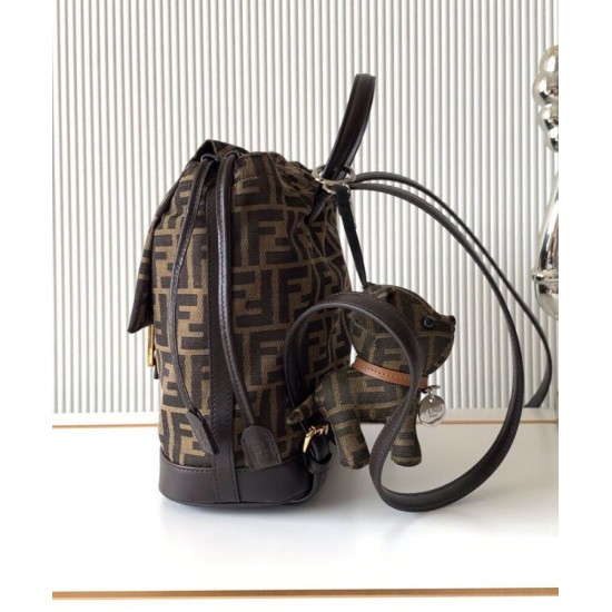 Replica Zaino con coulisse in tessuto jacquard FF Fendi 8BZ057 Caffè Imitazioni Replica Zaino con coulisse in tessuto jacquard FF Fendi 8BZ057 Caffè