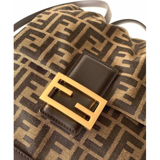 Replica Zaino con coulisse in tessuto jacquard FF Fendi 8BZ057 Caffè Imitazioni Replica Zaino con coulisse in tessuto jacquard FF Fendi 8BZ057 Caffè