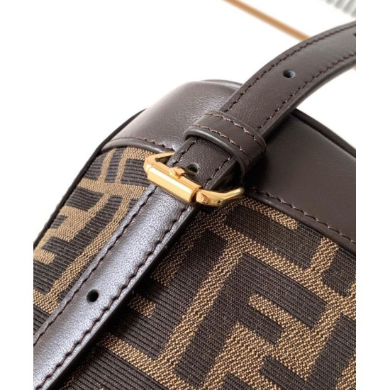 Replica Zaino con coulisse in tessuto jacquard FF Fendi 8BZ057 Caffè Imitazioni Replica Zaino con coulisse in tessuto jacquard FF Fendi 8BZ057 Caffè