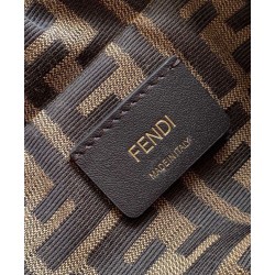 Zaino con coulisse in tessuto jacquard FF Fendi 8BZ057 Caffè Zaino con coulisse in tessuto jacquard FF Fendi 8BZ057 Caffè