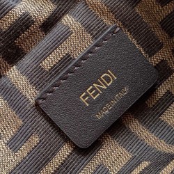Replica Zaino con coulisse in tessuto jacquard FF Fendi 8BZ057 Caffè Imitazioni Replica Zaino con coulisse in tessuto jacquard FF Fendi 8BZ057 Caffè