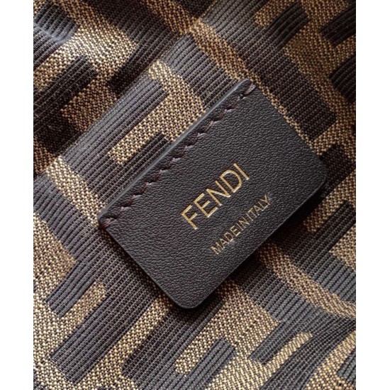 Replica Zaino con coulisse in tessuto jacquard FF Fendi 8BZ057 Caffè Imitazioni Replica Zaino con coulisse in tessuto jacquard FF Fendi 8BZ057 Caffè
