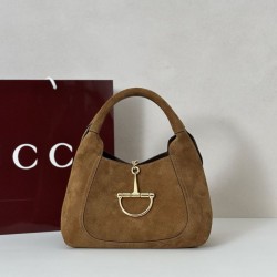 Replica Borsa a mano media Gucci Softbit in pelle scamosciata 837467 Marrone