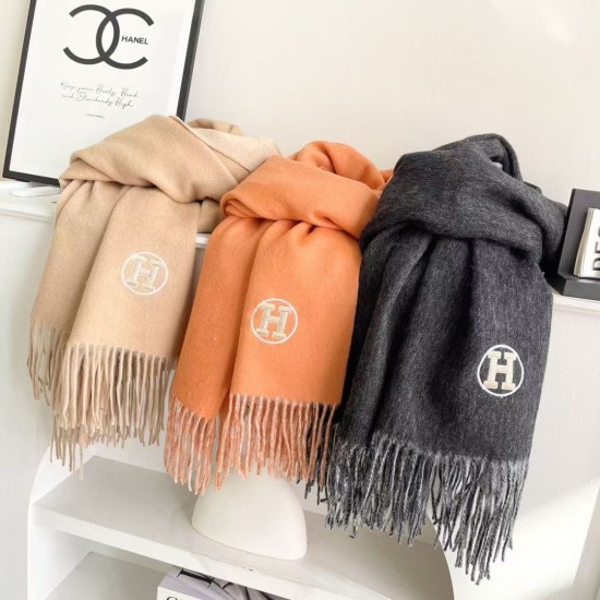 Replica Alta gamma Sciarpa unisex classica Hermès in cashmere 70x200 arancione
