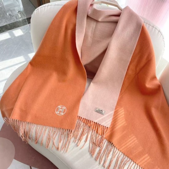 Replica Alta gamma Sciarpa unisex classica Hermès in cashmere 70x200 arancione